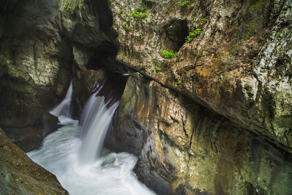 Skocjan Caves, Slovenia. Waterfall at the bottom of the 'Big Valley' (Velika Dolina), Karst Region o