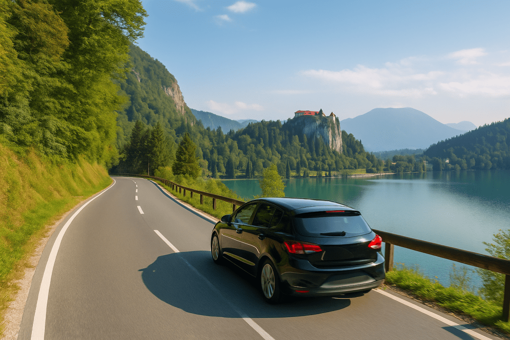 Ljubljana to Lake Bled private transfer – comfortable car on scenic mountain road to Lake Bled